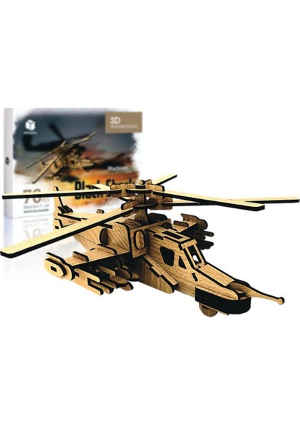 Ahşap 3D Kara Köpekbalığı Helikopter Puzzle