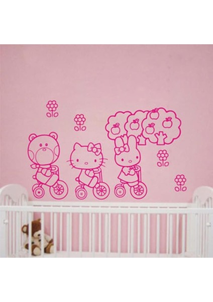 Pembe Hello Kitty Çocuk Odası Duvar Sticker