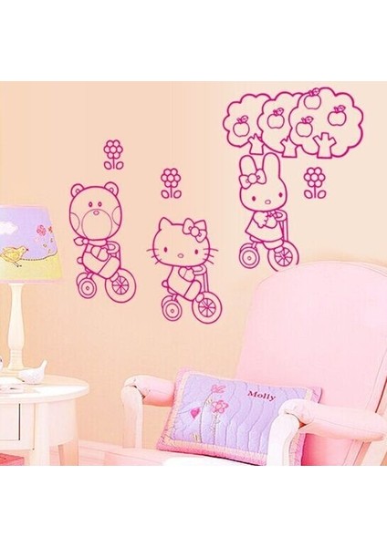 Pembe Hello Kitty Çocuk Odası Duvar Sticker modelleri