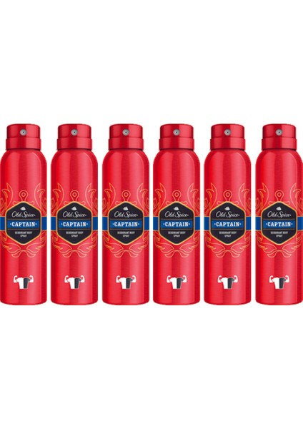 Sprey Deodorant 150 ml Captain 6 Adet