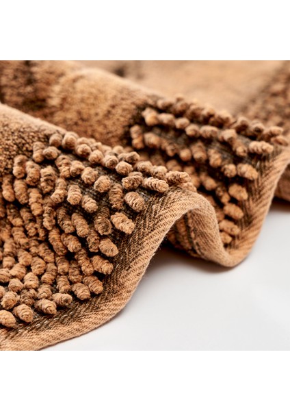 Salina Oval Cotton Makarnalı Yıkanabilir 2'li Paspas Seti Klozet Takımı Eskitme Kahve