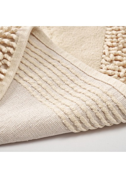 Salina Oval Cotton Makarnalı Yıkanabilir 2'li Paspas Seti Klozet Takımı Vizon