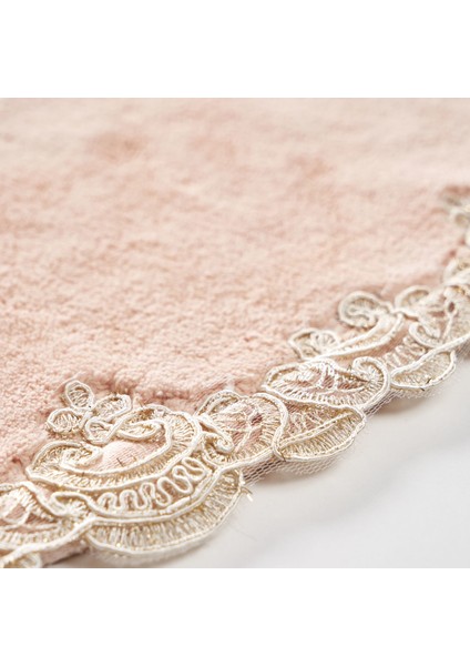 Zümra Lüx Pamuklu Aplikli Oval Banyo Takımı 2'li Set Pudra fırsatları