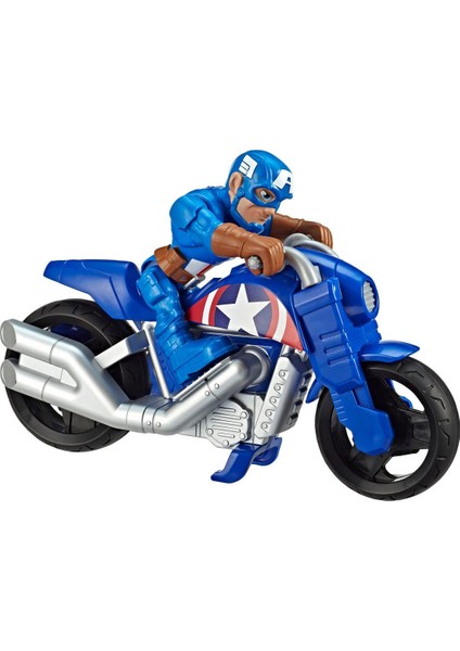 Hasbro Marvel Super Hero Adventures Captain America Mega Mini Figür ve Motosikleti