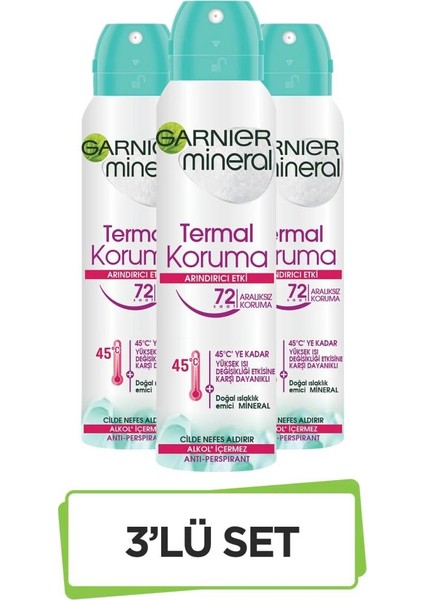 Mineral Termal Koruma Kadın Sprey Deodorant 150 ml 3 Adet