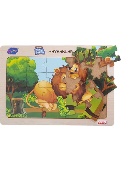 Ahşap Oyuncak Eğitici Puzzle Bultak Hayvanlar Alemi Aslan