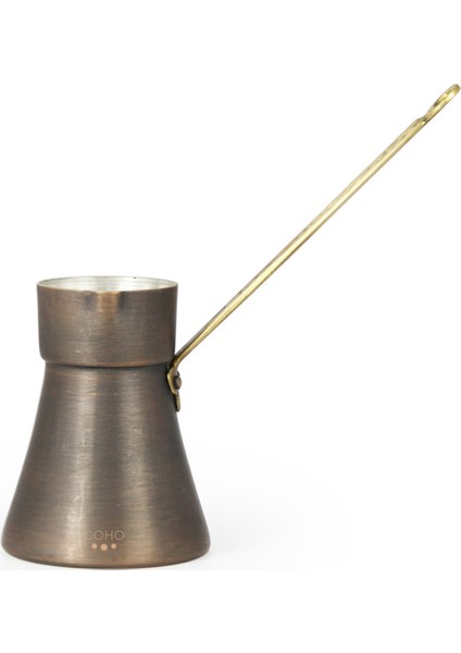 Coho Antique Bakır Türk Kahve Cezvesi Döküm Işleme Kulp