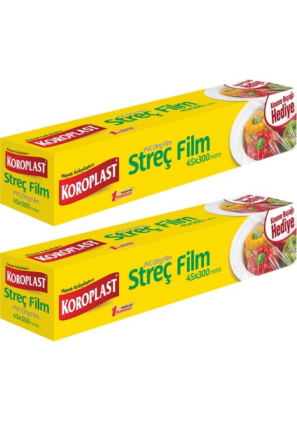 Streç Film 45 cm x 300 Metre Kesme Bıçak Hediye - 2'li