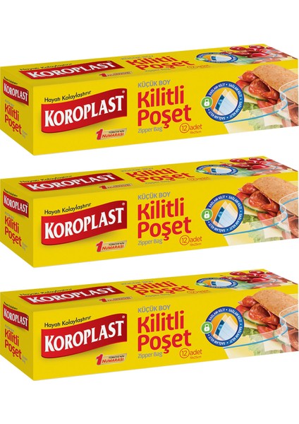 Kilitli Poşet Küçük Boy 19X25 cm 12 Adet - 3'lü