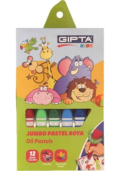 Jumbo Pastel Boya Yıkanabilir 12 Renk 14 mm 12'li Eğlenceli Çizim İçin