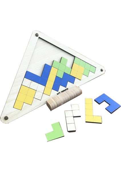 Çocuk Eğitici Ahşap Puzzle Oyuncak - Üçgen Tetris