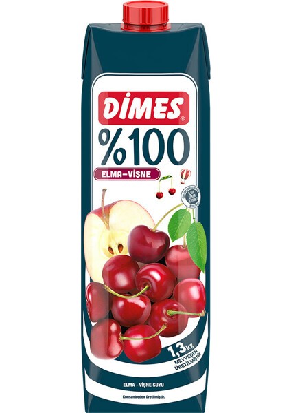 %100 Elma-Vişne Suyu 1 Lt