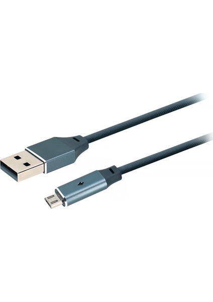 MF Product Jettpower 0019 Metal Başlıklı Örgülü 2.4A LED Göstergeli Micro USB Hızlı Şarj Kablosu 1.2 m Gri