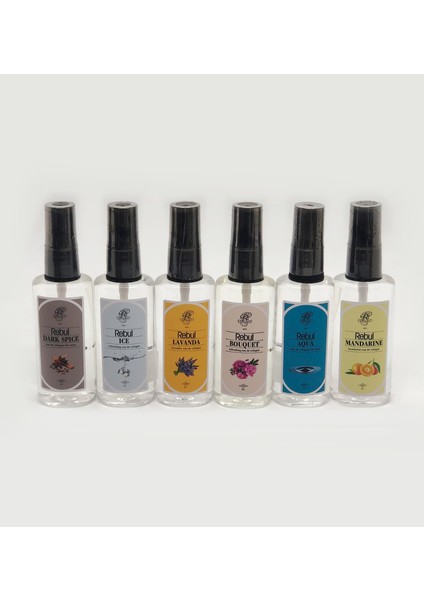 Kolonya Çeşitleri 50 ml x 6 Adet - Dark Spice-Buket-Aqua-Ice-Mandarine-Lavanta Karma6