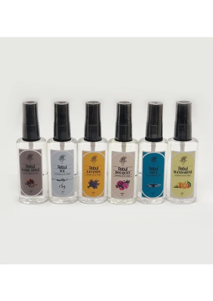 Kolonya Çeşitleri 50 ml x 6 Adet - Dark Spice-Buket-Aqua-Ice-Mandarine-Lavanta Karma6