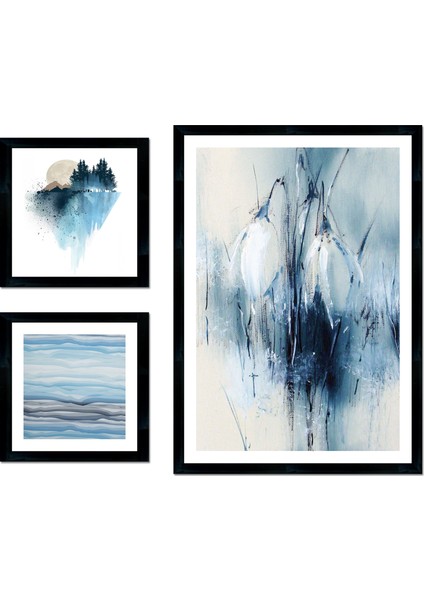 Dokulu Tablo Seti Çerçeveli 3lü Set 85 x 70 cm