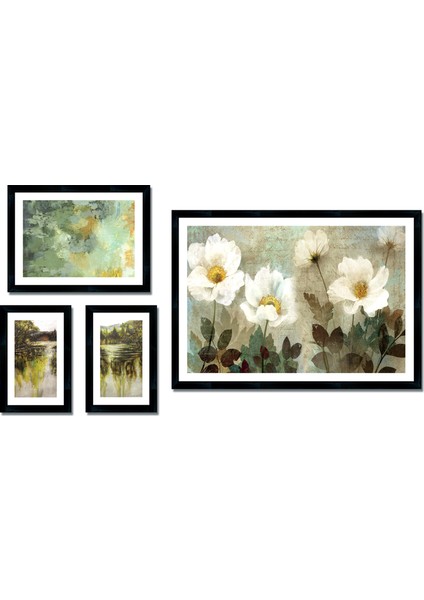 Dokulu Tablo Seti Çerçeveli 4lü Set 120 x 65 cm