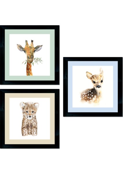 Dokulu Tablo Seti Çerçeveli 3lü Set 65 x 65 cm