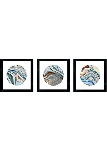 Dokulu Tablo Seti Çerçeveli 3lü Set 100 x 30 cm