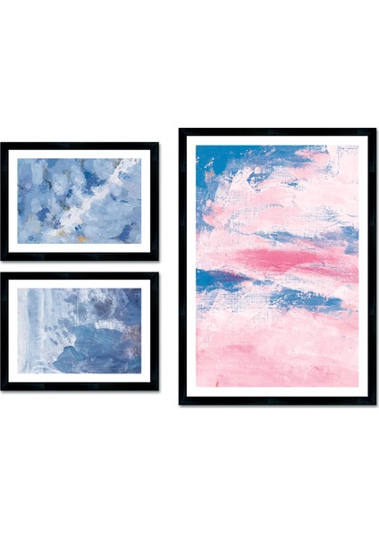 Dokulu Tablo Seti Çerçeveli 3lü Set 95 x 70 cm
