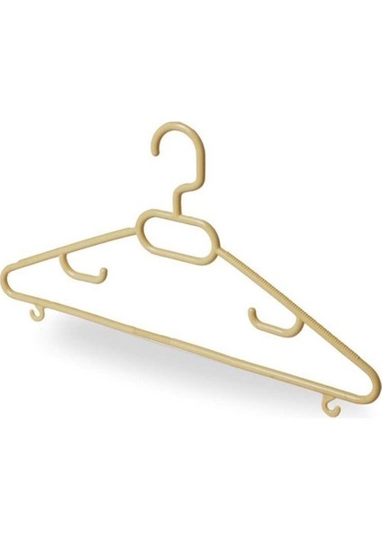 Plastik Elbise Askısı 12 Adet Elbise Askılığı Krem