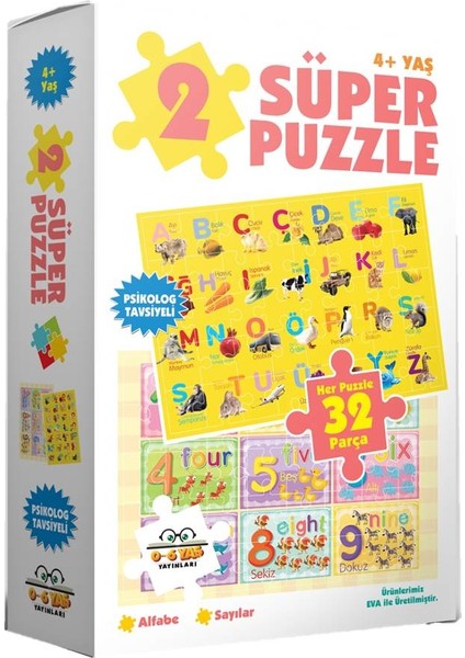 2 Süper Puzzle - Alfabe + Sayılar