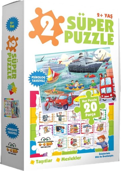 2 Süper Puzzle - Taşıtlar + Meslekler