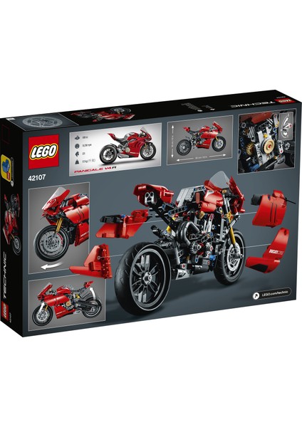 Technic Ducati Panigale V4 R 42107 - 10 Yaş ve Üzeri Yüksek Performanslı Oyuncak Arabaları Seven Çocuklar için Koleksiyonluk Yaratıcı Oyuncak Model Yapım Seti (646 Parça)