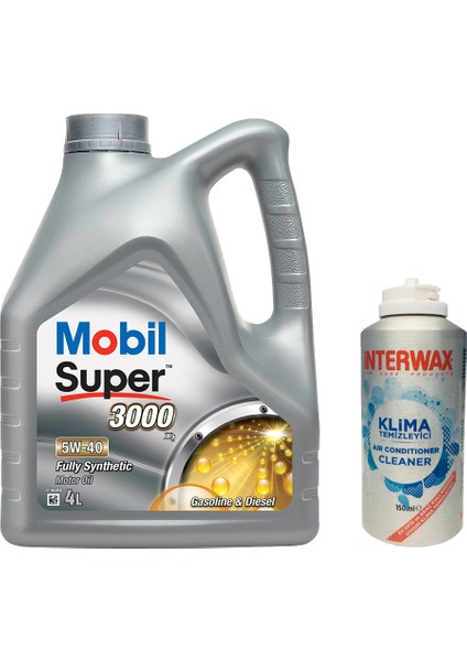 Super 3000 X1 5W40 Motor Yağı 4 lt (Üretim Yılı 2023) + Interwax Klima Temizleyici