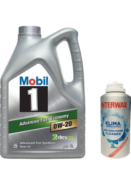 1 0W-20 Motor Yağı 5 Litre ( Üretim Yılı: 2023 ) + Interwax Klima Temizleyici