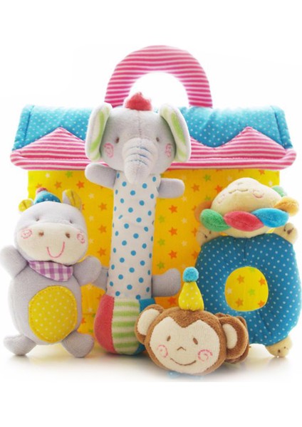 Peluş Oyuncak Seti Hayvan Temalı Yumuşak 24x28 cm 5 Parça Eğitici