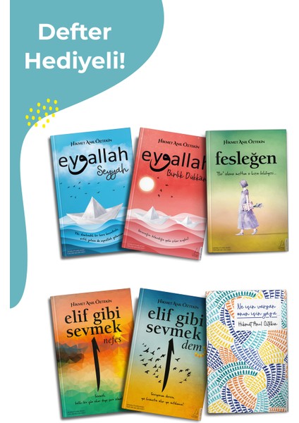 Eyvallah: Seyyah - Eyvallah: Birlik Dükkanı - Elif Gibi Sevmek: Nefes - Elif Gibi Sevmek: Dem - Fesleğen - 5 Kitap - Hikmet Anıl Öztekin + Defter Takım