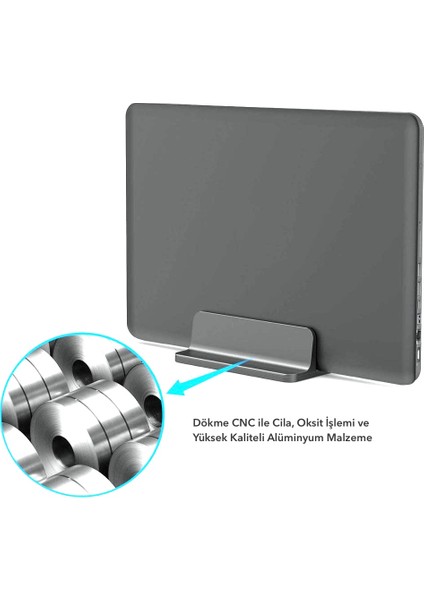 N17 Dikey Genişliği Ayarlı Laptop Macbook Bilgisayar Standı Space Gray