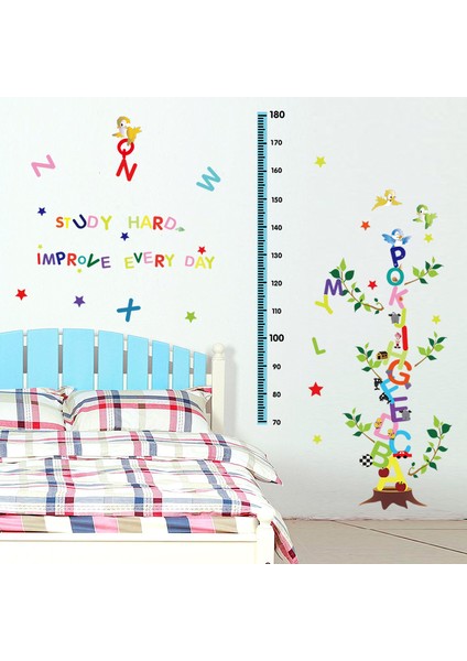 Çocuk Bebek Odası Boy Ölçer Harfler Pvc Duvar Sticker