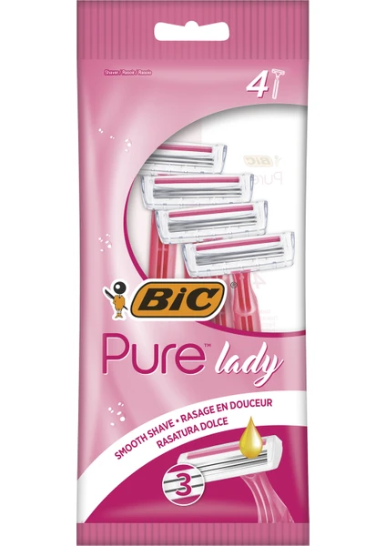 BIC Pure 3 Lady Kadın Tıraş Bıçağı 4'lü Poşet (3 Bıçaklı)