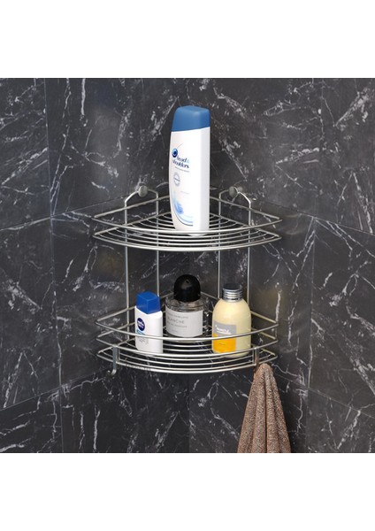 2 KATLI KANCALI BANYO RAFI PASLANMAZ INOX BK022H