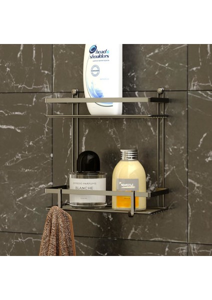 2 KATLI KANCALI BANYO RAFI MAT SİYAH ES067H fiyatları