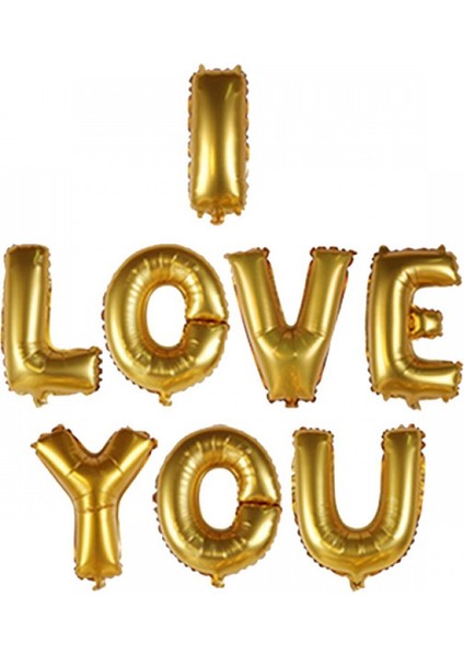 Folyo Balon I Love You Set Gold