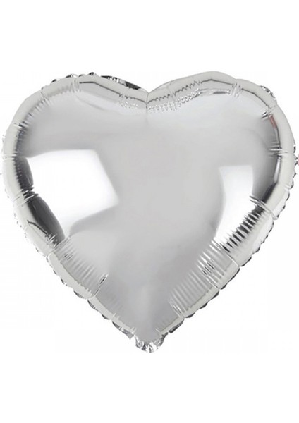 Folyo Balon İçi Dolu Kalp Küçük Boy Gümüş 18''