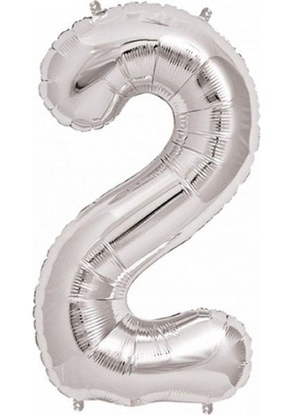 Gümüş Folyo Balon 2 Rakamı 90 cm