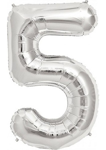 Gümüş Folyo Balon 5 Rakamı 90 cm
