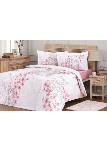 Çift Kişilik Ranforce Nevresim Takımı - Cheerful Pembe