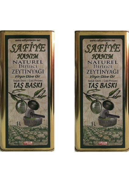 Safiye Hanım Taş Değirmen Zeytinyağı 2'li 5 + 5 lt Naturel Birinci Zeytinyağı