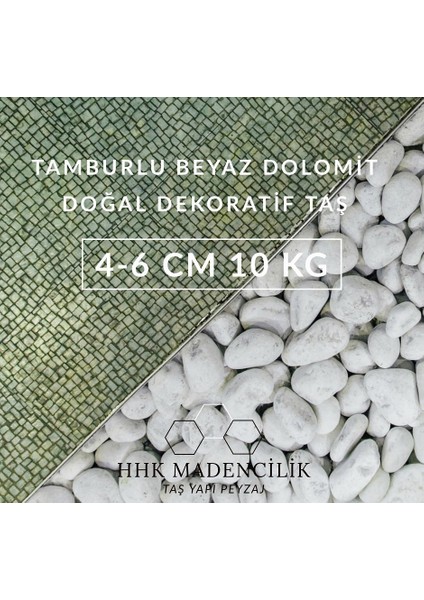 Beyaz Dolomit Doğal Dekoratif Taş 4-6 Cm 10 Kg