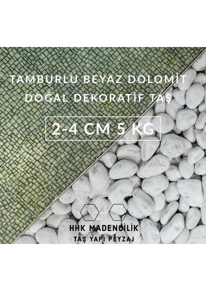 Beyaz Dolomit Doğal Dekoratif Taş 2-4 Cm 5 Kg