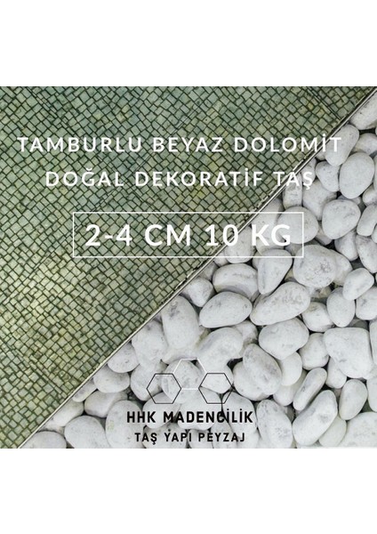 Beyaz Dolomit Doğal Dekoratif Taş 2-4 Cm 10 Kg