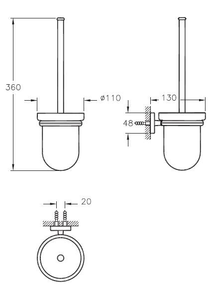 Q-Line A44999 Tuvalet Fırçalığı, Duvardan, Krom