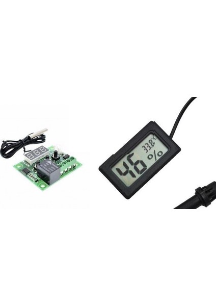 Digital Nem Ve Isı Ölçer Problu Ve 12 Volt Termostat