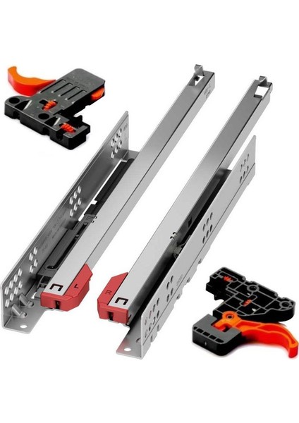 Ultimate 40 cm Ray Tek Açılım Frenli Çekmece Rayı + Mandal