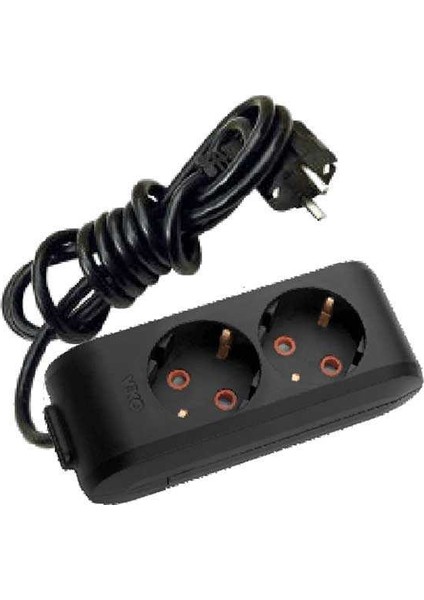 Multi-Let Siyah İkili Priz Topraklı 3 m Çocuk Korumalı